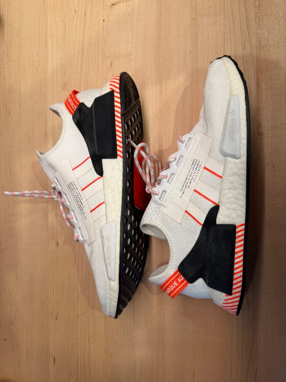 Adidas NMD_R1 V2 White Solar Red Sneakers Size 12 NWOB